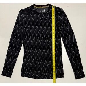 Smartwool Merino 250 Base Layer Top Womens Medium Black Geometric Diamond Wool